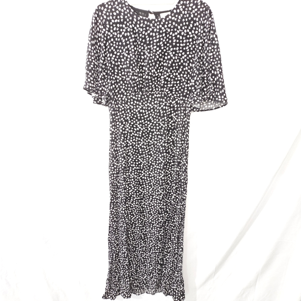 TOPSHOP Size 8 Black And White Butterfly Sleeve Slit Maxi Dress New With Out Tag